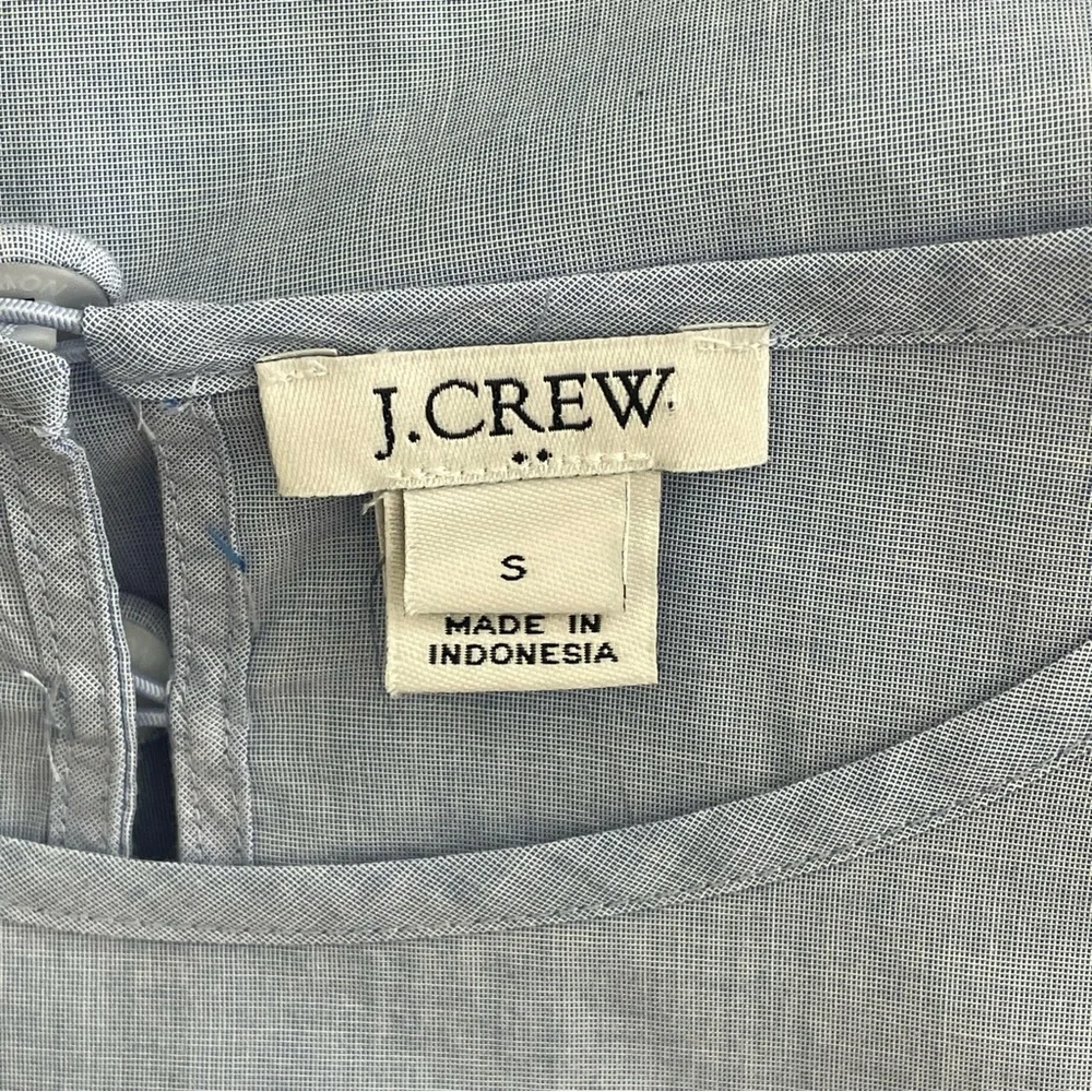 J. Crew Cotton Chambray‎ Top Women Size S Bow Sleeves Casual Feminine Chic Y2K